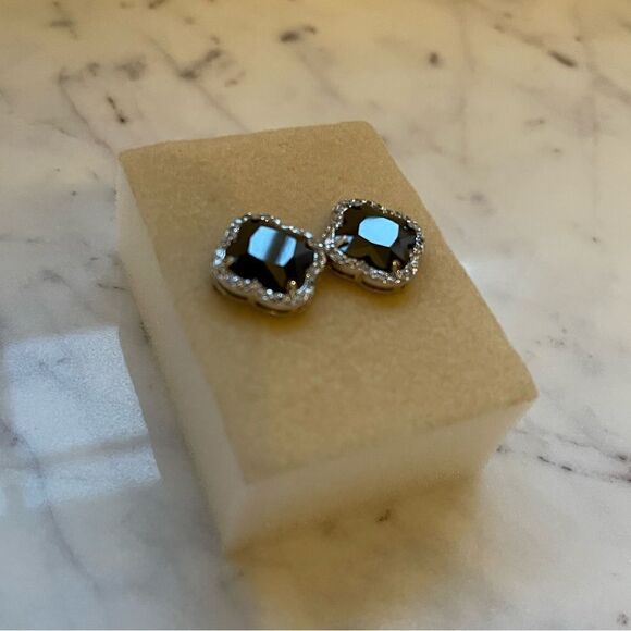 Lord & Taylor Black Cubic Zirconia Sterling Silver Stud Earrings - Picture 4 of 9